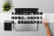 大新创业之路，探索赚钱新模式，大新创业之路，探索创新盈利模式