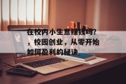 在校内小生意赚钱吗？，校园创业，从零开始如何盈利的秘诀