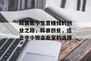 辉县做小生意赚钱的创业之路，辉县创业，适合中小微企业家的选择