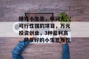 赚钱小生意，利润大、可行性强的项目，万元投资创业，3种盈利高、前景好的小生意推荐