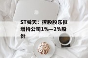 ST舜天：控股股东拟增持公司1%―2%股份