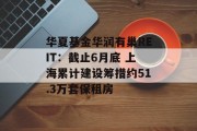 华夏基金华润有巢REIT：截止6月底 上海累计建设筹措约51.3万套保租房
