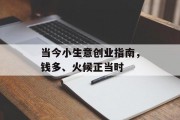 当今小生意创业指南，钱多、火候正当时