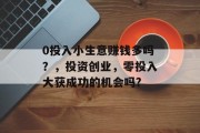 0投入小生意赚钱多吗?,投资创业,零投入大获成功的机会吗? 0投入小生意赚钱多吗?,投资创业,零投入大获成功的机会吗?