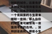深圳是一个充满活力和创新的城市，这里有许多创业机会等待着你去挖掘。如果你正在寻找一个有前景的小生意来赚取一些钱，那么在你的城市里可能会有一些值得考虑的选项。，深圳创业商机，哪些小生意值得投资？