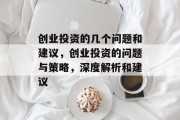 创业投资的几个问题和建议，创业投资的问题与策略，深度解析和建议