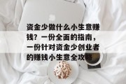 资金少做什么小生意赚钱？一份全面的指南，一份针对资金少创业者的赚钱小生意全攻略