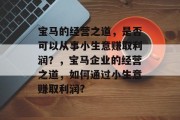 宝马的经营之道，是否可以从事小生意赚取利润？，宝马企业的经营之道，如何通过小生意赚取利润?