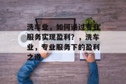 洗车业，如何通过专业服务实现盈利？，洗车业，专业服务下的盈利之道