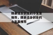魏县适合创业的小生意推荐，魏县适合创业的小生意推荐