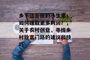 乡下适合做的小生意，如何赚取更多利润？，关于农村创业，寻找乡村致富门路的建议和技巧