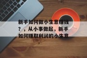 新手如何做小生意赚钱？，从小事做起，新手如何赚取利润的小生意