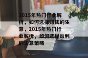 2015年热门行业解析，如何选择赚钱的生意，2015年热门行业解析，如何选择盈利的生意策略