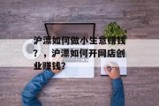 沪漂如何做小生意赚钱？，沪漂如何开网店创业赚钱？