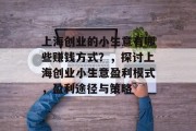 上海创业的小生意有哪些赚钱方式？，探讨上海创业小生意盈利模式，盈利途径与策略