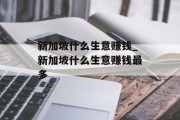 新加坡什么生意赚钱_新加坡什么生意赚钱最多
