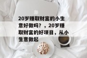 20岁赚取财富的小生意好做吗？，20岁赚取财富的好项目，从小生意做起
