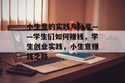 小生意的实践与分享——学生们如何赚钱，学生创业实践，小生意赚钱之路