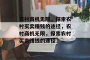 农村商机无限，探索农村买卖赚钱的途径，农村商机无限，探索农村买卖赚钱的途径