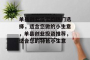 单县创业投资的热门选择，适合您做的小生意，单县创业投资推荐，适合您的特色小生意