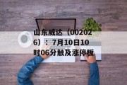 山东威达（002026）：7月10日10时06分触及涨停板