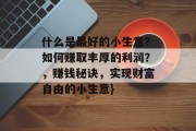 什么是最好的小生意？如何赚取丰厚的利润？，赚钱秘诀，实现财富自由的小生意}