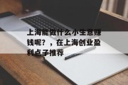 上海能做什么小生意赚钱呢？，在上海创业盈利点子推荐