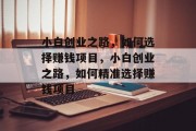 小白创业之路，如何选择赚钱项目，小白创业之路，如何精准选择赚钱项目