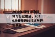 2030年最赚钱的领域与行业展望，2030年最赚钱的领域与行业展望