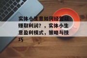 实体小生意如何经营以赚取利润？，实体小生意盈利模式，策略与技巧