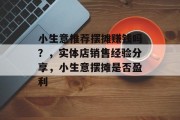 小生意推荐摆摊赚钱吗？，实体店销售经验分享，小生意摆摊是否盈利