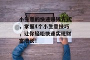 小生意的快速赚钱方式，掌握4个小生意技巧，让你轻松快速实现财富增长！