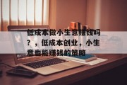低成本做小生意赚钱吗？，低成本创业，小生意也能赚钱的策略