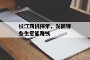 枝江商机探索，发掘哪些生意能赚钱