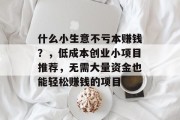 什么小生意不亏本赚钱？，低成本创业小项目推荐，无需大量资金也能轻松赚钱的项目