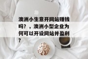 澳洲小生意开网站赚钱吗？，澳洲小型企业为何可以开设网站并盈利?