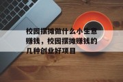 校园摆摊做什么小生意赚钱，校园摆摊赚钱的几种创业好项目