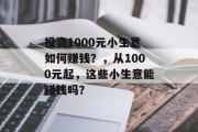投资1000元小生意如何赚钱？，从1000元起，这些小生意能赚钱吗？