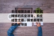 农庄经营之道，探索最赚钱的农业项目，农庄经营之道，探索最赚钱的农业项目