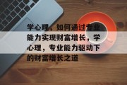 学心理，如何通过专业能力实现财富增长，学心理，专业能力驱动下的财富增长之道