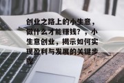创业之路上的小生意，做什么才能赚钱？，小生意创业，揭示如何实现盈利与发展的关键步骤