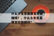 什么小生意最便宜好做赚钱？，什么小生意最便宜好做赚钱？
