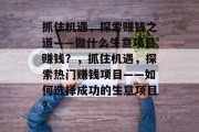 抓住机遇，探索赚钱之道——做什么生意项目赚钱？，抓住机遇，探索热门赚钱项目——如何选择成功的生意项目？