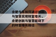合肥今年如何通过创新与智慧实现财富增长，合肥创新与智慧驱动下的财富增长路径