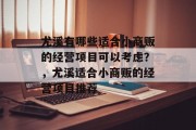 尤溪有哪些适合小商贩的经营项目可以考虑？，尤溪适合小商贩的经营项目推荐