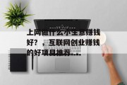 上网做什么小生意赚钱好？，互联网创业赚钱的好项目推荐