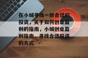 在小城寻找一份合适的投资，关于如何创业盈利的指南，小城创业盈利指南，寻找合适投资的方式