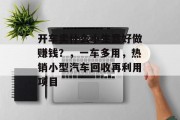 开车卖什么小生意好做赚钱？，一车多用，热销小型汽车回收再利用项目
