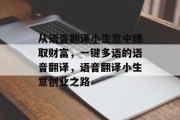 从语音翻译小生意中赚取财富，一键多语的语音翻译，语音翻译小生意创业之路