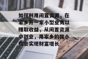 如何利用闲置资源，在家乡开一家小型业务以赚取收益，从闲置资源中创业，用家乡的微小机会实现财富增长